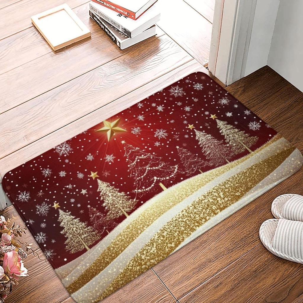 Christmas Decorative Carpet Christmas Snow Scene Snowman Welcome Floor Mat Home Decoration  Happy New Year