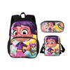 Abby Hatcher Runde Fronttasche Rucksack Federmäppchen Umhängetasche 3-teiliges Set Cartoon-Druck Schüler Jungen und Mädchen Schule Geburtstagsgeschenk
