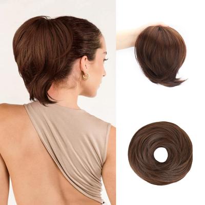 Messy Hair Piece Synthetic Hair For Women Short Ponytail Bun Hair Extensions Tousled Hair Bun Scrunchies With Elastic Rubber Band