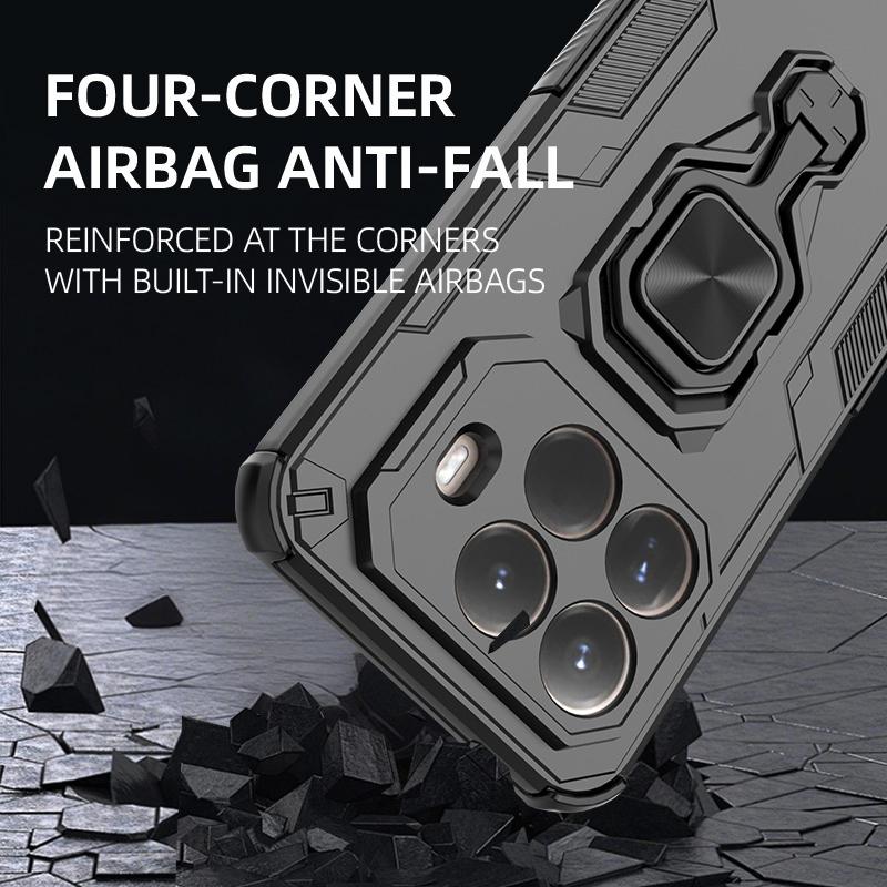 KEYSION Shockproof Armor Case for Xiaomi 15T Pro Silicone+PC Upright Metal Live Ring Stand Phone Cover for Xiaomi 15T 15T Pro 5G