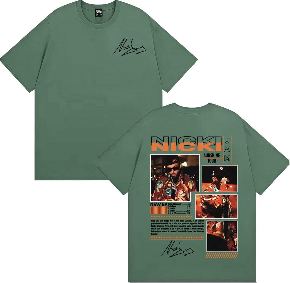 Rapper Nicky Jam Album Sunshine Tour Graphic Tee Shirt Mens Clothing Cotton Short Sleeve Tshirt Fashion Hip Hop Retro T Shirts