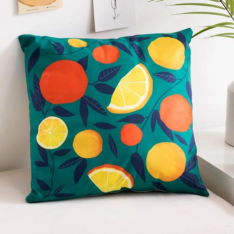 Minimalist Creative Abstract Line Pillowcase Peach Lemon Pear Fruit  Sofa Office Seat Cushion Cover Home Decoration