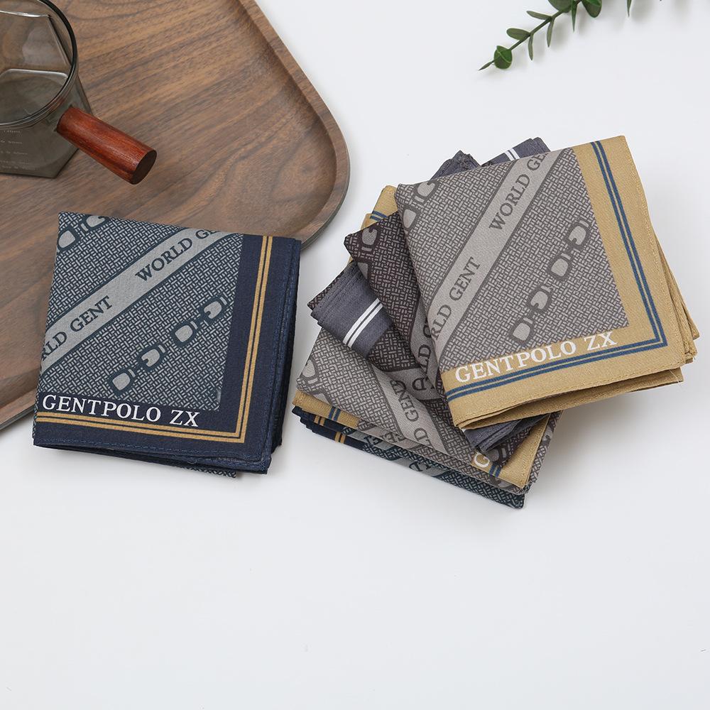 3Pcs Old-fashioned Nostalgic Pure Cotton Printed Handkerchief Summer Portable Cotton Men's Thin Printed Hand Towel Square 43cm