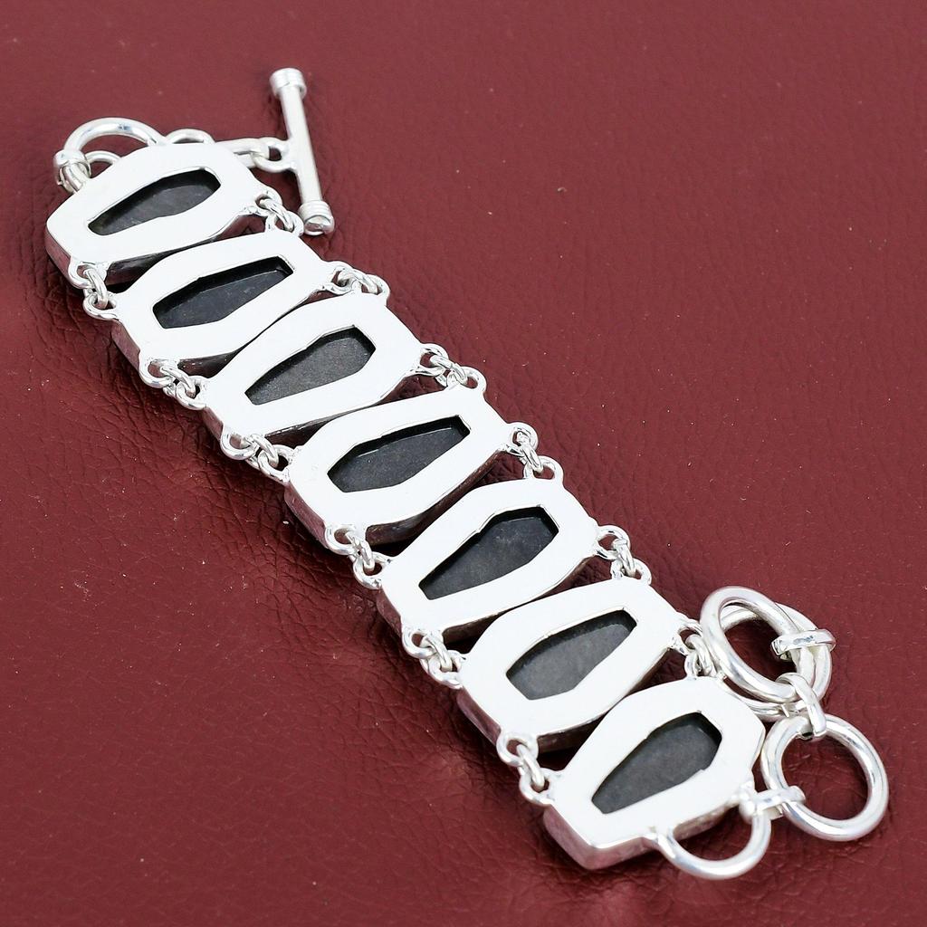 Faceted silver sheen obsidian bracelet gemstone jewelry 925 sterling silver bracelet adjustable chain bracelet handmade bracelet for gifts