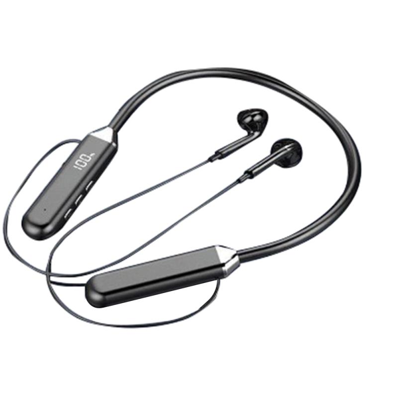 

Бездротова Bluetooth-сумісна 5.2-гарнітура, яка висить на шиї, захищена від поту, музика, спортивні ігри, навушники чорний