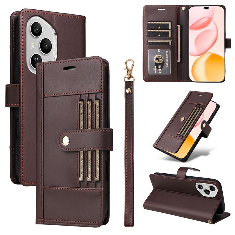 Clamshell Leather Wallet Case For Honor 400 Pro X70i Honor400 Lite 5G Flip Cover Phone Cases all-inclusive Outside 6 Card slot