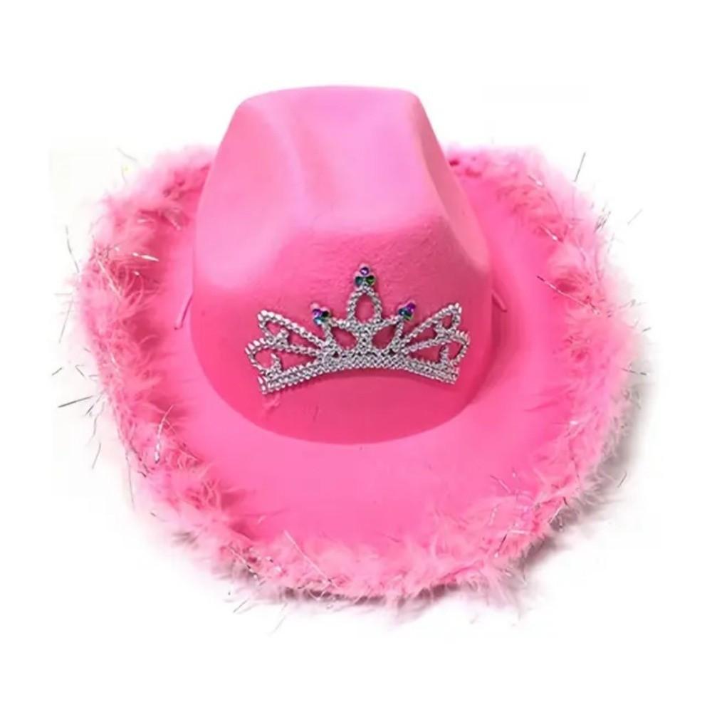 Strass Cowgirlhut Rosa Farbe Tiara Cowgirlhut Western Pailletten Cowboyhut für Jazz-Event