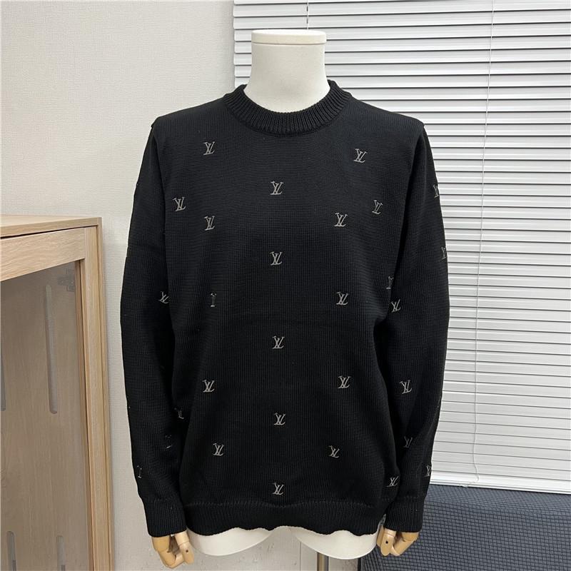 Höst/Vinter Unisex Lös Jacquardtröja med Broderat Bokstavslogotyp och Rund Hals