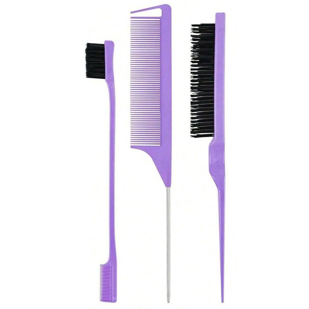 3-Piece Hair Styling Comb Set with Triple Tear Hair Brush, Mouse Tail Comb Edge Brush, Salon Hair Styling Tool, Hair Tail Tool