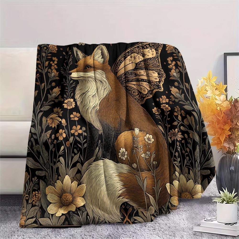 

Fox Print Flannel Blanket, High quality Comfortable for All Seasons, Home Decor, Warmth and Comfort, Perfect for Christmas Gifts 80cm x 120cm