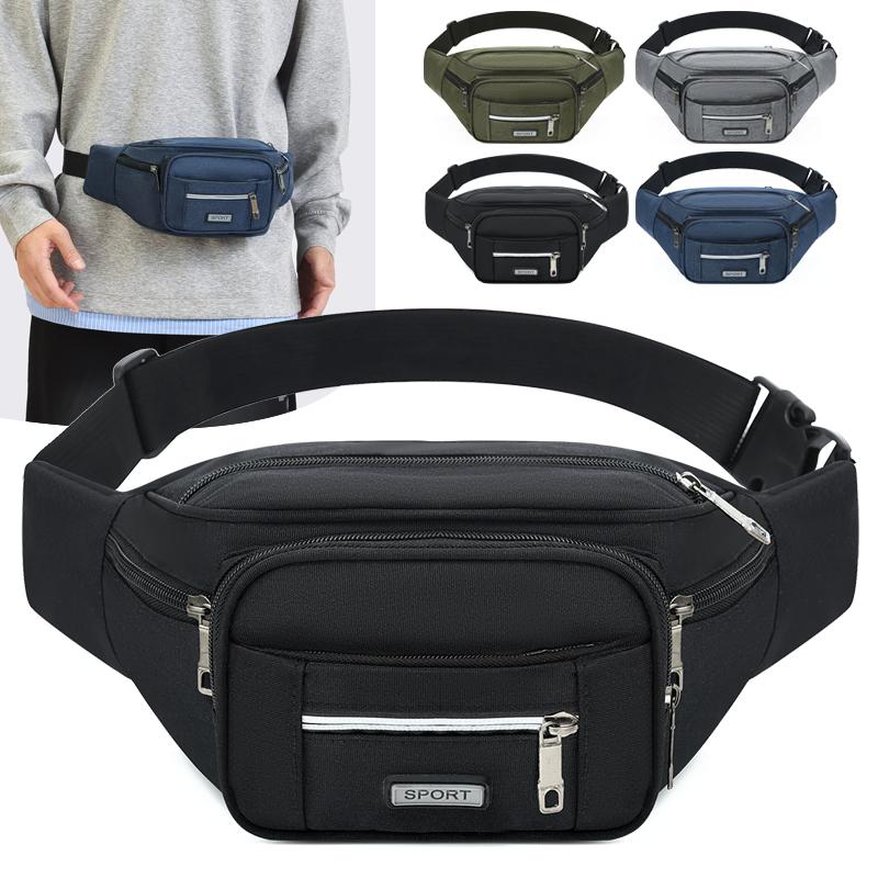 Multifunction Nylon Men Waist Bag Large-capacity Anti-theft Chest Bag Outdoor Travel Waterproof Sports Mobile Phone Bag