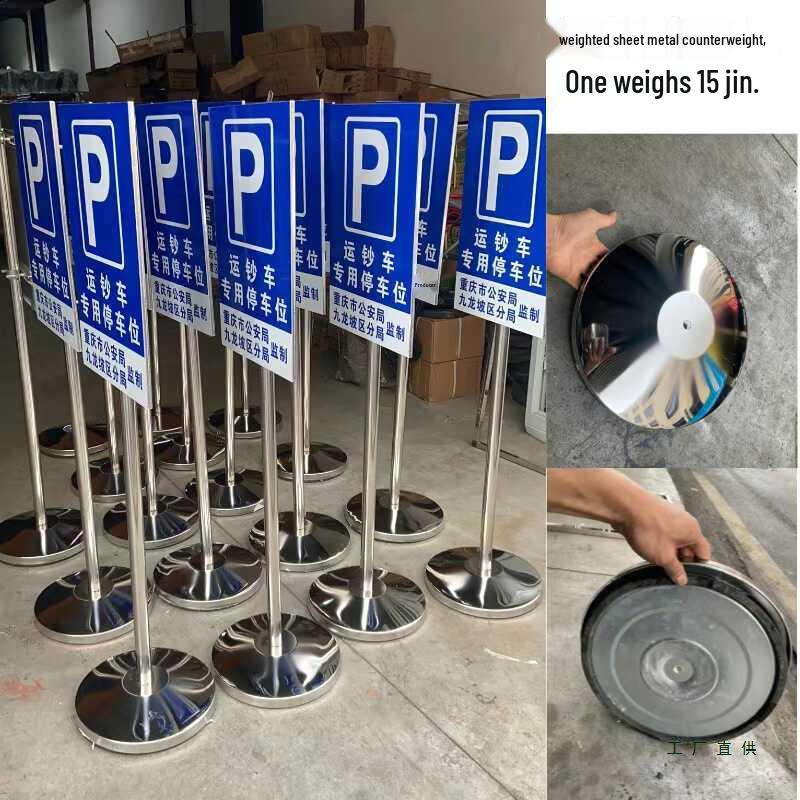 Stainless Steel No Parking Warning Sign Post