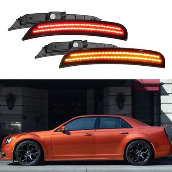For 2015- Front 300 Chrysler Rear LED Fender Marker Side Lights Smoked Lamp