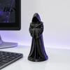 Dust-proof Resin Figure 3D Printed Hooded Robe Ornament, Matte Black Faceless Monk Figurine, Vintage Sculpture Gothic Style Sculpture, for Halloween