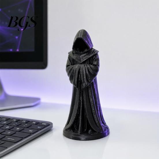 Dust-proof Resin Figure 3D Printed Hooded Robe Ornament, Matte Black Faceless Monk Figurine, Vintage Sculpture Gothic Style Sculpture, for Halloween