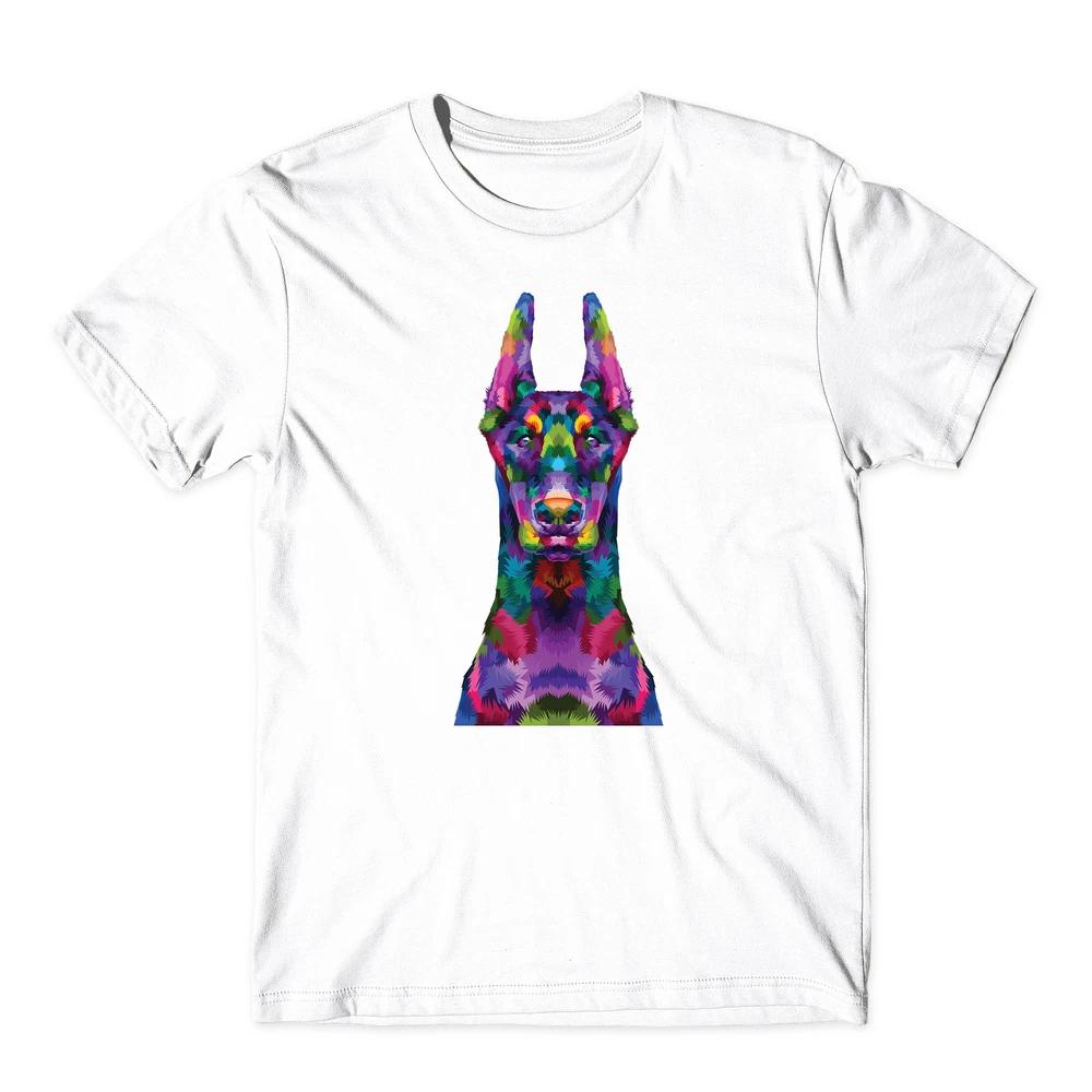Colorful Doberunisex Dog TShirt Funny Multi Logos Colourful Unisex Tee Top S