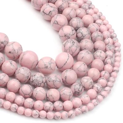 Perline sfuse con distanziatore rotondo turchese rosa naturale di pietre preziose 4 mm 6 mm 8 mm 10 mm 12 mm Pietre assortite