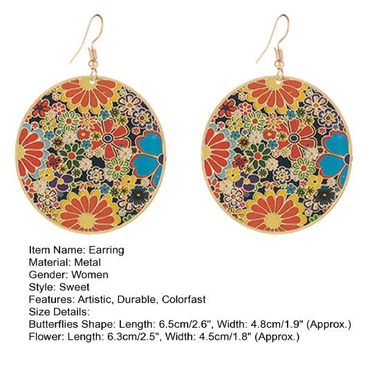 1 Paar baumelnde Ohrringe, Zeichnung, künstlerisch, hochwertig, individuell, farbecht, süß, bunt, Blumen, Schmetterlinge, zum Aufhängen