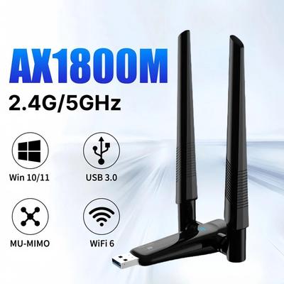 1800Mbps USB WiFi6 Adapter Dual Band 2.4G/5GHz Wireless Network Card Wi-Fi Dongle Adapter for PC Laptop