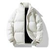 Men's Plus Size Cotton Padded Winter Jacket - Casual Stand Collar, Solid Color, Short Puffer Coat