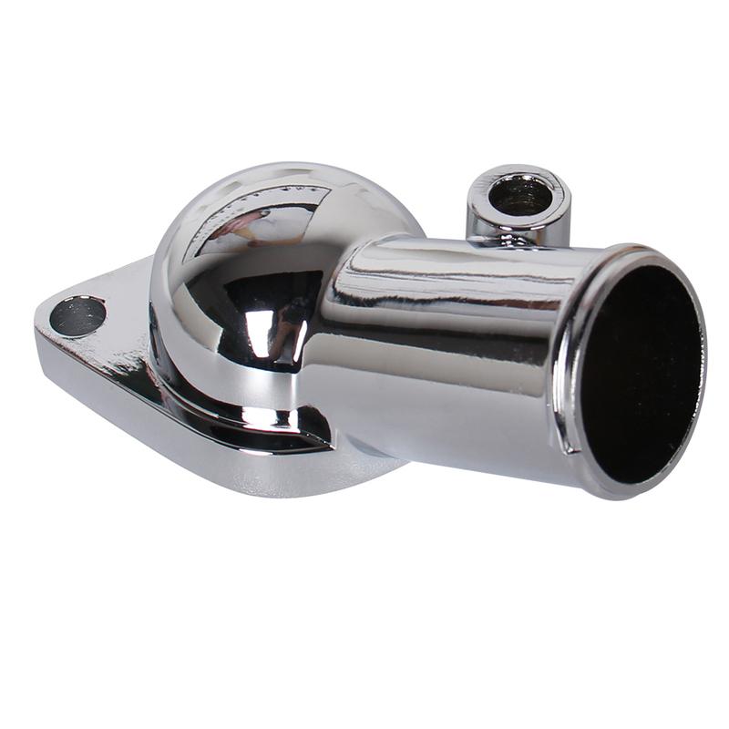 SBC BBC Chrome Water Neck Thermostat Housing Outlet Fit Chevy 45 Degree 350-454