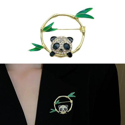 Elegant Panda Bamboo Brooch Featuring New Chinese Designs Symbolizing Harmonies and Luck for Trendy Women Outfits