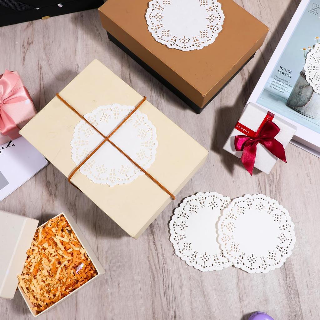 100 Pcs 4.5 Inch Paper Doilies, Round White Lace Doilies Disposable Doily for Tables Paper Doily for Food, Crafts, Baby Showers, Party, Wedding,