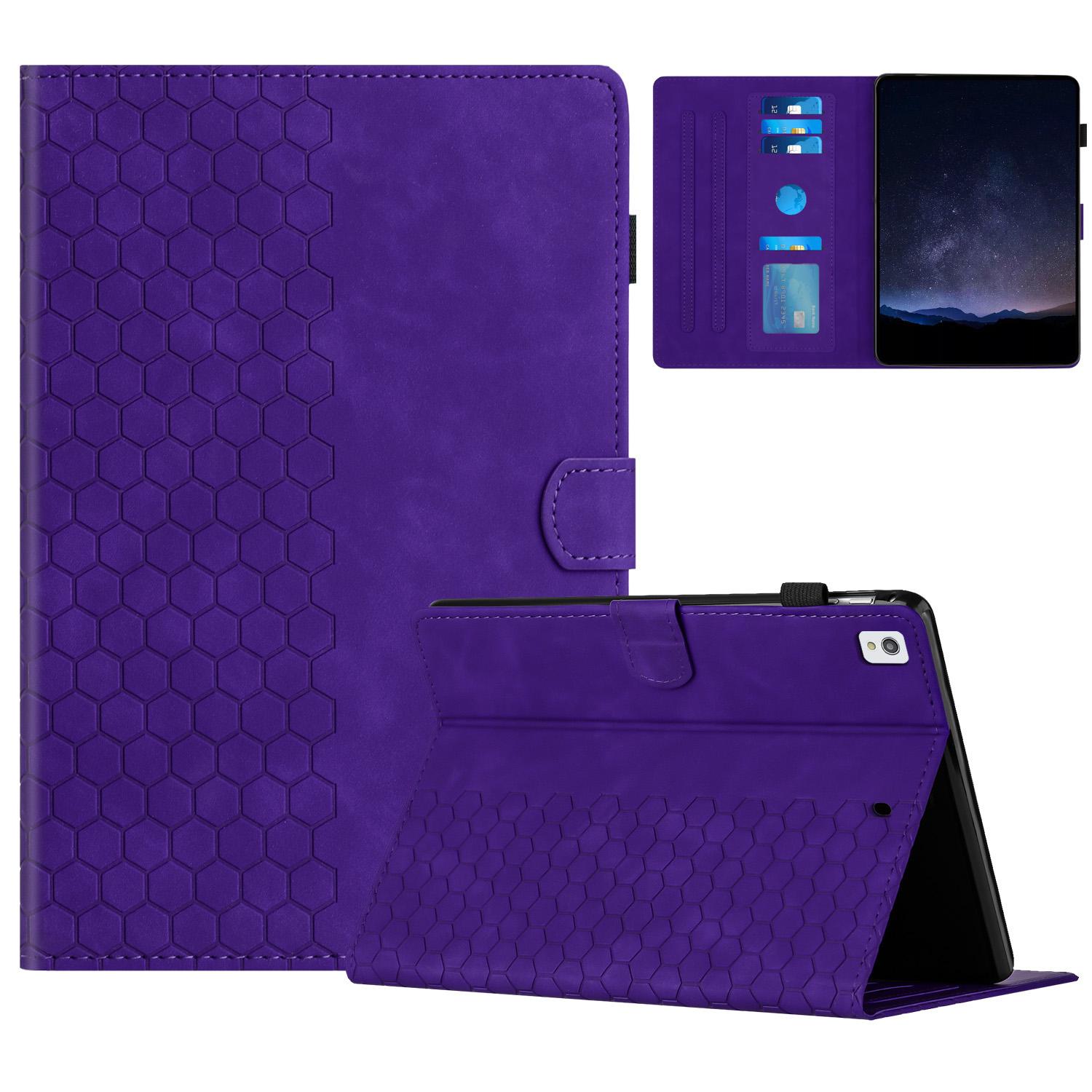 

For Samsung Galaxy Tab A7 Lite 8.7-inch T220/T225 Case Honeycomb Printed Leather Tablet Cover with Card Slot Purple