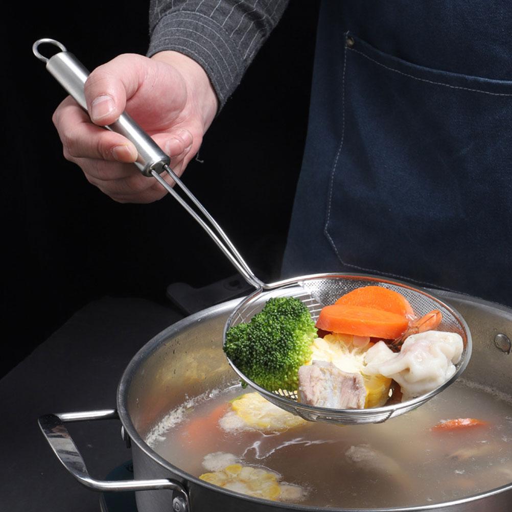 Hot Pot Scoop Oil Strainer Spoon Kitchen Tool Colander Mesh Wire Fine Cooking Spider Slotted Fryer Stainless Steel Filter