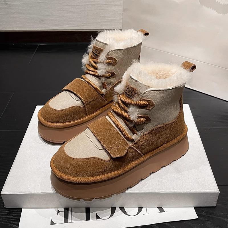 Fashion New Platform High Heels Snow Boots Women Cotton Shoes 2025 Trend Brand Fashion Ankle Boots Winter Warm Short Plush Zapatos Mujer
