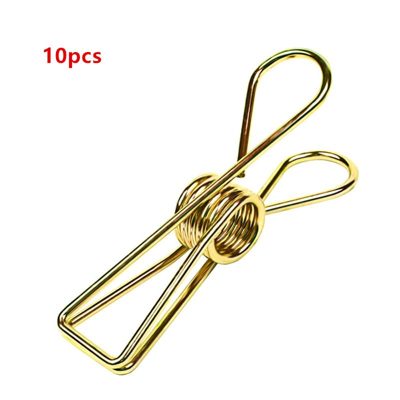 10pcs Stainless Steel Clothes Pins Heavy Duty Metal Towel Clips Clamps Windproof Steel Wire Clips Hanger Durable