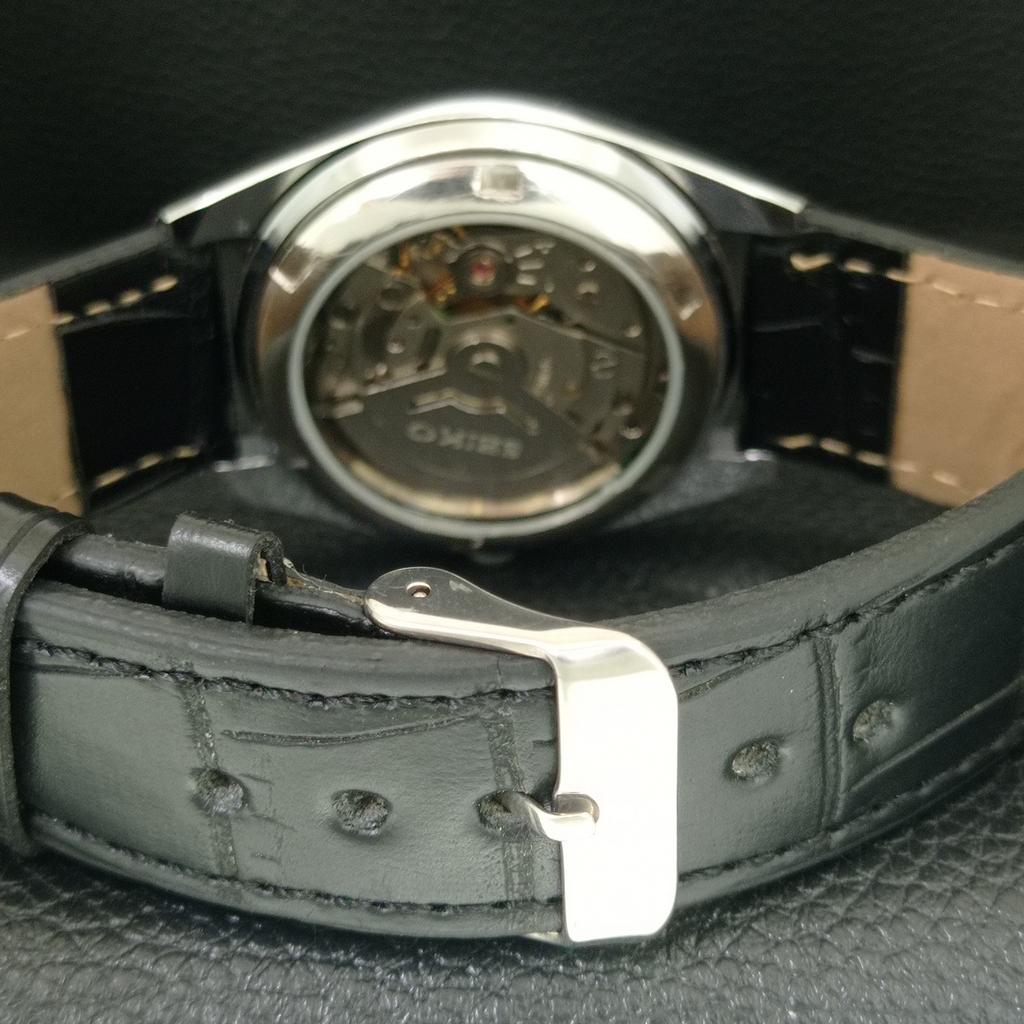 REFURBISHED SEIKO 5 AUTOMATIC 6309A VINTAGE JAPAN MENS BLACK WATCH A442263-1