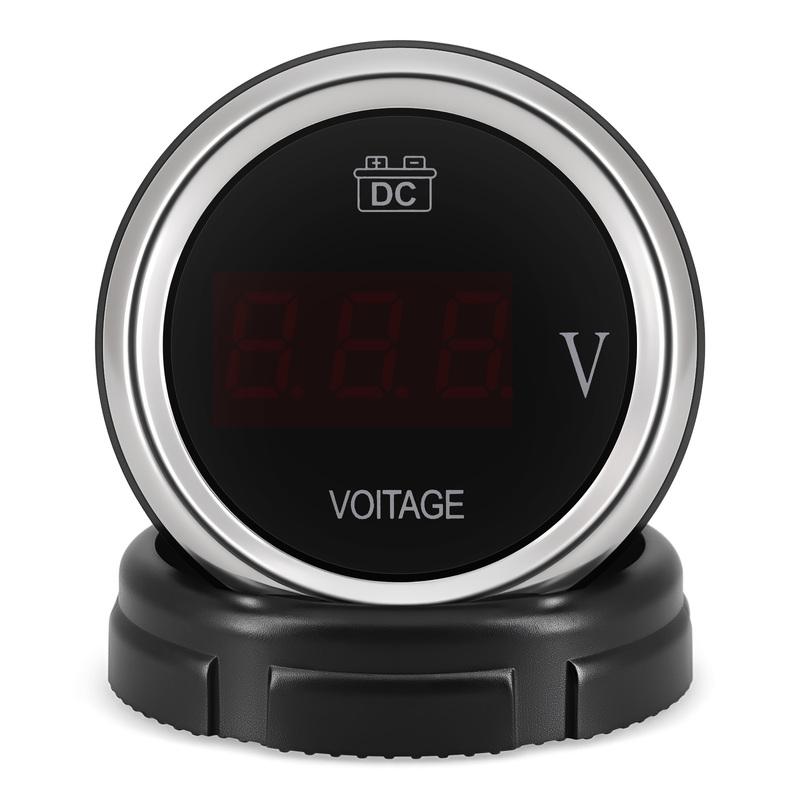 ZMFJH Universal 2"52mm Voltage 9-35V Red LED Light Digital Voltmeter with Flashing Warning VOLT Gauge for Car Boat Yacht 12V24V