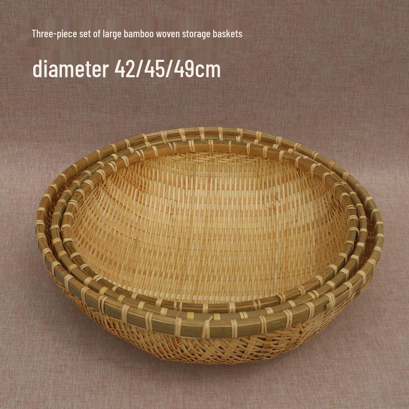 Round Handmade Bamboo Weaving Basket: Fruit, Vegetable, Washing, and Storage Sieve
