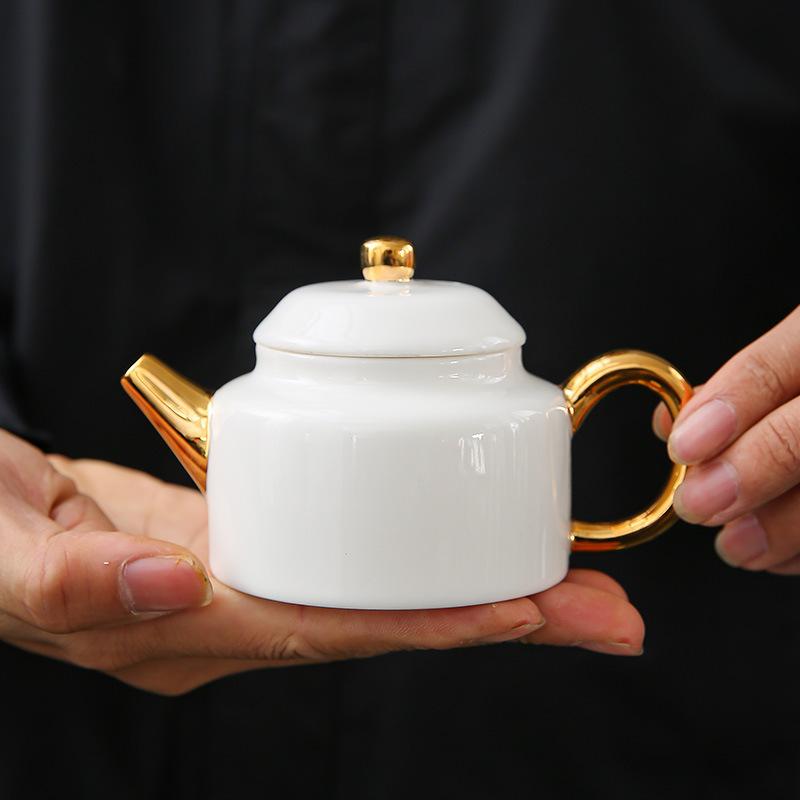 Suet Jade White Porcelain Tea Set, High-grade Light Luxury Kung Fu Tea Cup, Office Cover Bowl, Tea Cup, Boutique Tea Ceremony
