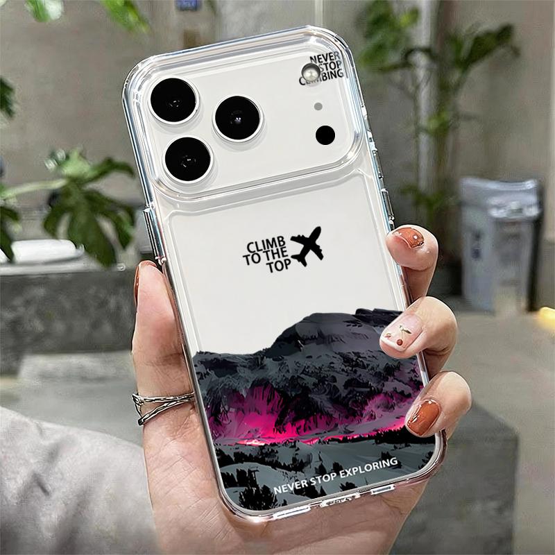 Silicone Clear Phone Case For iPhone 17 16 Pro 15 14 13 12 Pro Max 11 Transparent Shockproof Soft TPU Map Airplane Pattern Cover