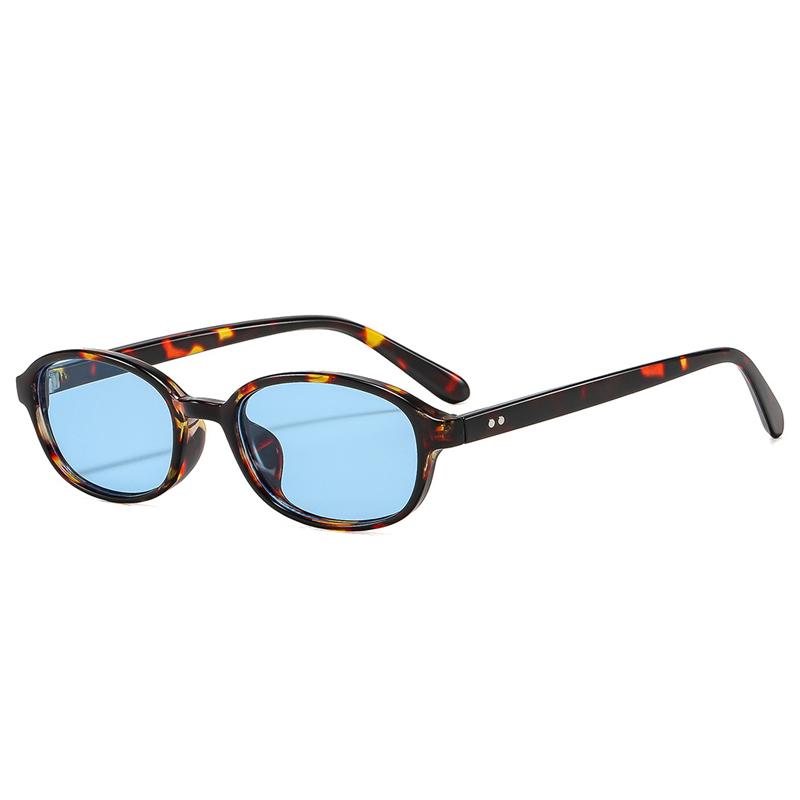 

SO&EI Ins Popular Fashion Oval Sunglasses Women Vintage Rivets UV400 Men Punk Clear Lens Frame As the picture