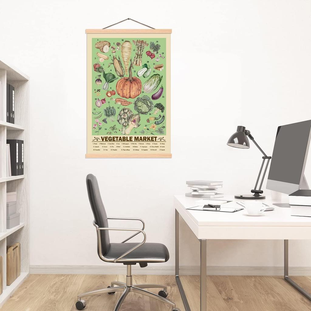 SAGUEYU Retro Vegetable Print Poster Vintage Botanical Science Reference Chart Wall Hanging Rustic Style Plants Kitchen Living Room Bedroom Dining