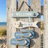 Marine Style Wooden Wall Hanging Ocean Theme Farmhouse Wall Hanging Pendant Flip Flop Shape Artistic Design Slipper Hanging