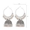 Exaggerated Large Bell Tassel Earrings for Women Unique Design Retro Light Luxury Alloy Earrings Indian Style Drop Earrings