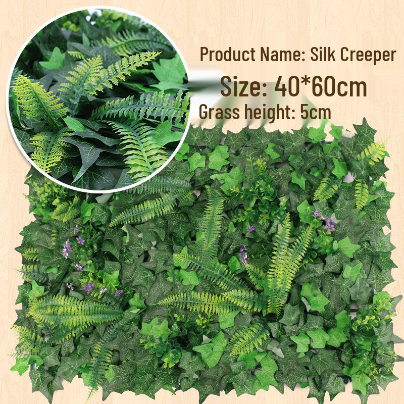 Eucalyptus Artificial Plant Wall Decoration - Greenery Background with Faux Flowers and Lawn Grass Turf