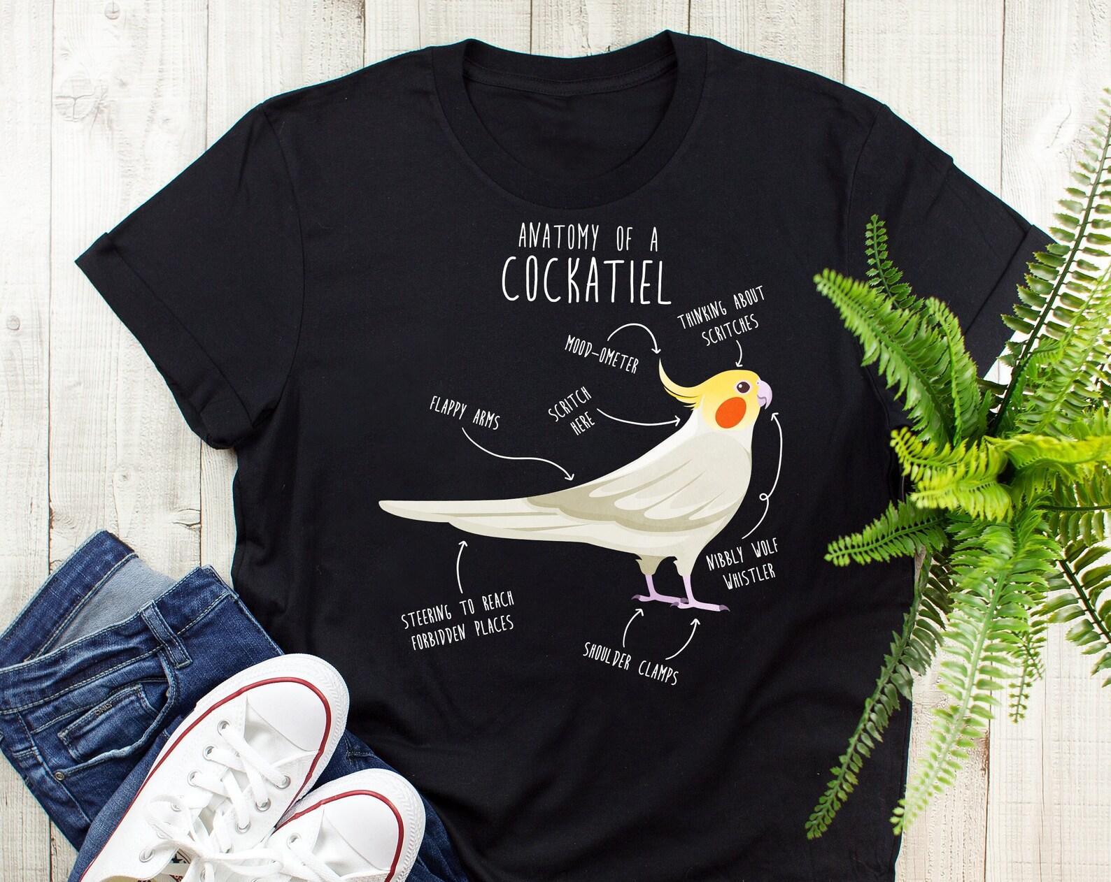 Lutino Cockatiel Shirt, , , Funny Parrot Lover Gift, Cute Bird T-shirt, Funny Cockatiel Tshirt, Pet Tee, Bird Anatomy, Tiel Mom, Dad 150