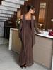 European Strapless Long Sleeve Bodycon Maxi Dress for Women - 2025 Autumn/Winter Collection