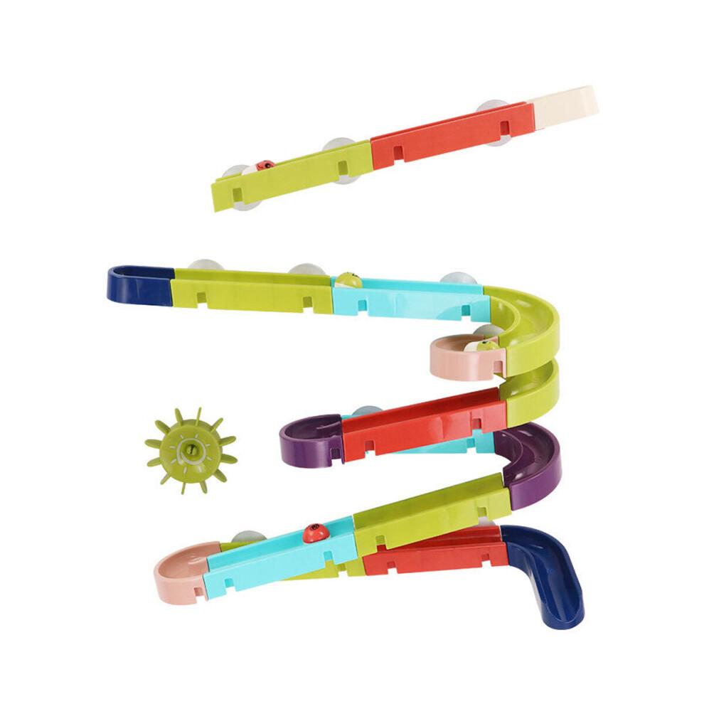 (18pcs) DIY Kids Bath Toys Wall Suction Cup Marble Race Run Track Bathroom Bathtub Play Water Games Toy Kit