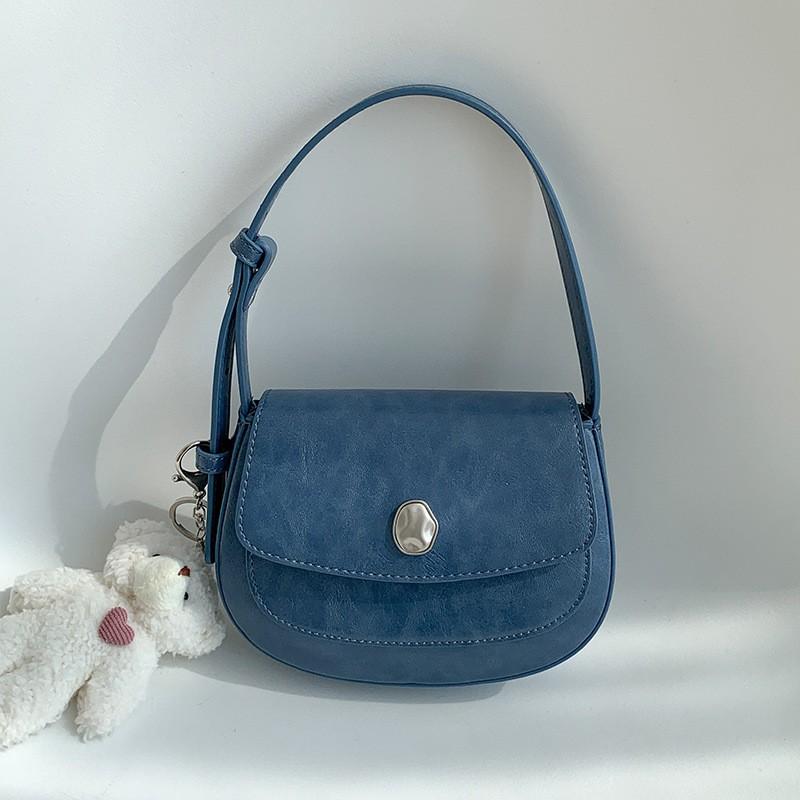 

Korean Retro Style Armpit Bag High-end Saddle Single-shoulder Crossbody Women s All-matching Ins Niche Handbag синій