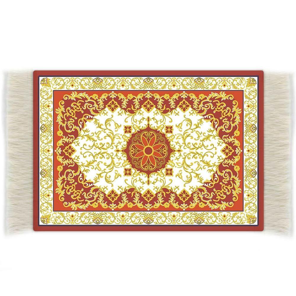 90*110mm Floral Pattern Cup Mat Multicolor Mini Floor Coverings Gift Miniature Weaving Rug