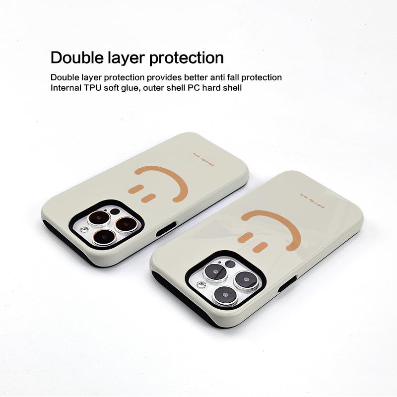 Minimalist Smiley Face Phone Case for Apple 16 & 15 Pro Max - Compatible with Korean Style