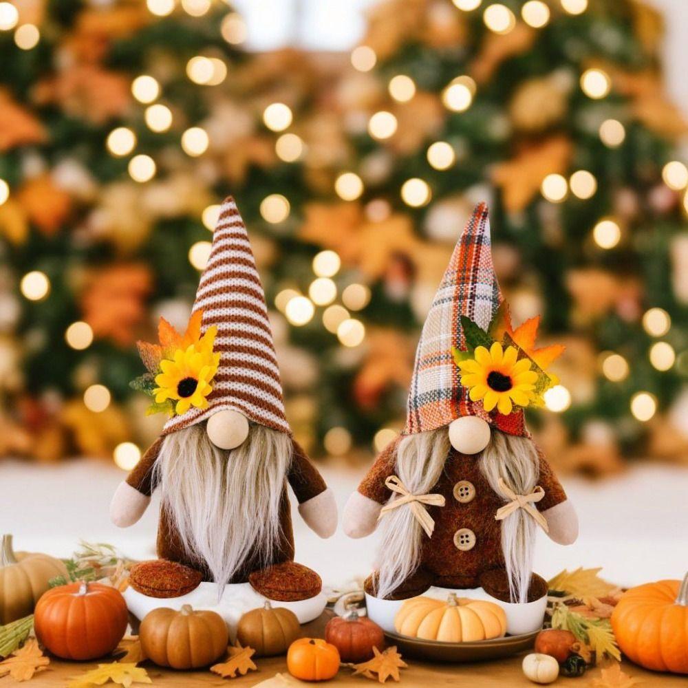 Dekorative gesichtslose Zwergenornamente Weiche Wichtelpuppen Lustige Thanksgiving-Puppenornamente Layout-Requisiten