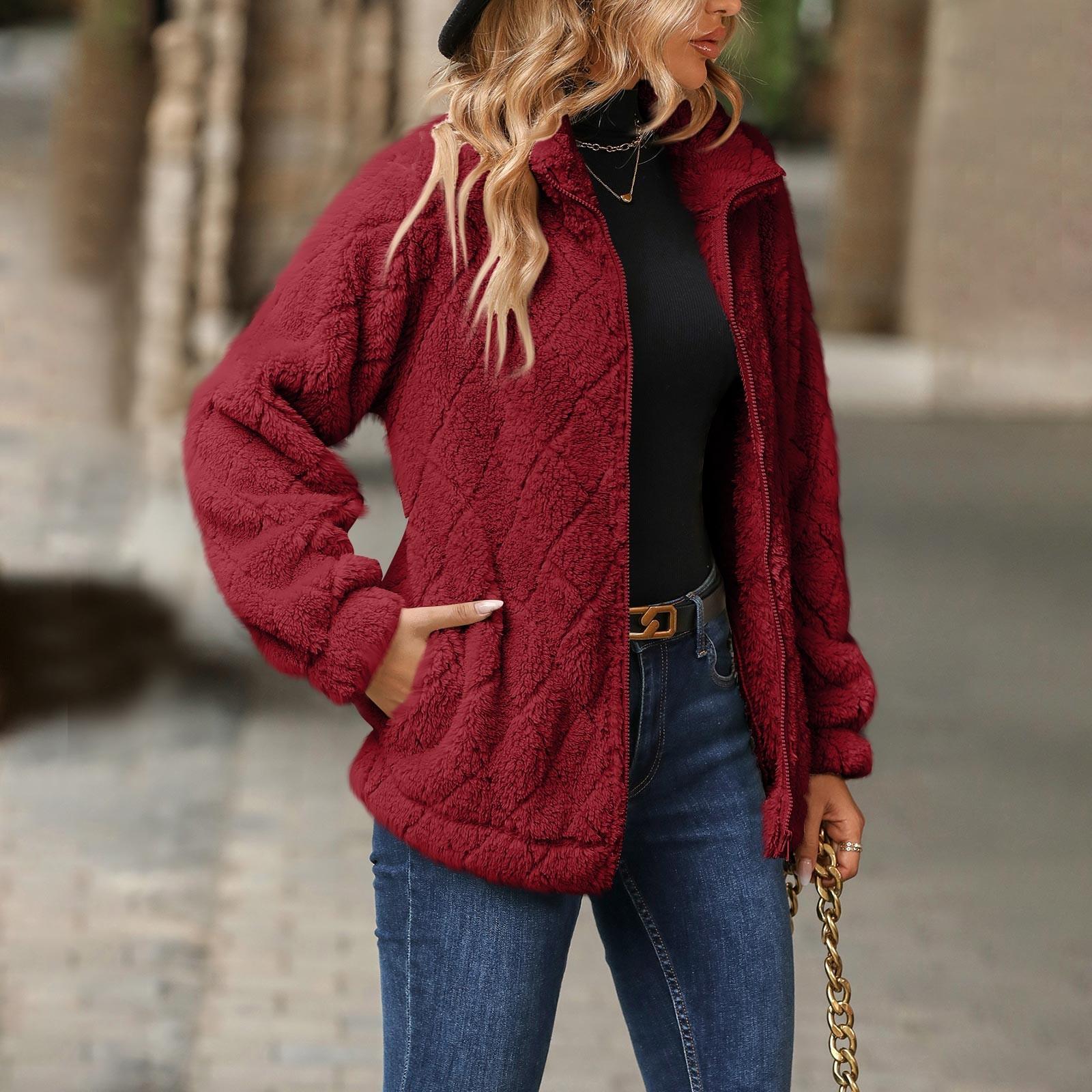 

Осенне-зимний кардиган с длинным рукавом для женщин на молнии XL красный