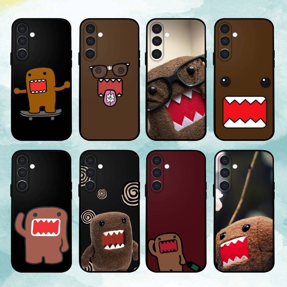 Cute Domo-kun Phone Case For Samsung A73,72,71,53,52,51,22,91,80, Soft Black Cover